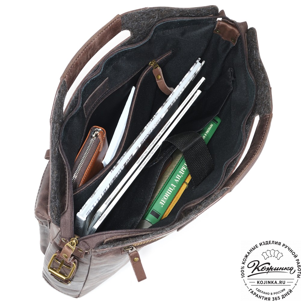  Универсальный кожаный портфель "Диего" (темно-коричневый антик) 